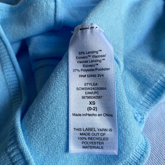 NWT Scoop Sweater Women's  XS Baby Blue Mock Neck Coastal Quiet Luxury Flaw - Picture 4 of 8